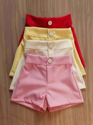 GRADE SHORT CINTURA ALTA COM BOTÃO FRONTAL